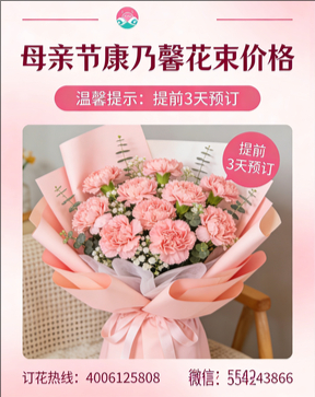 来宾花店母亲节康乃馨花束